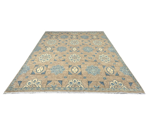 8x10 Zeigler Light Brown Afghan Hand Knotted Wool Area Rug